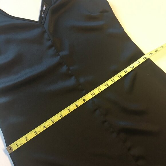 Velvet Heart Slip Dress Large Black Midi Length Minimalist Elegant Goth Glam - Picture 7 of 14